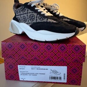 Tory Burch Navy and Grey Monogram Sneakers